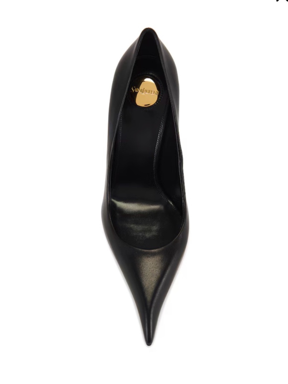 Saint Laurent Black Pointed Leather Pumps - Picture 5 of 7